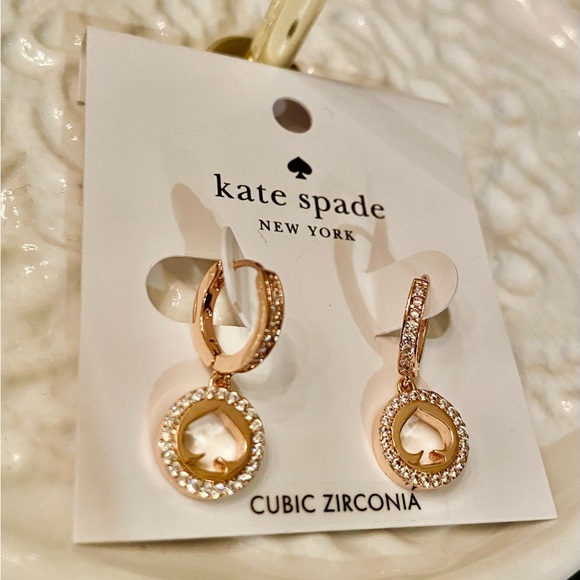 NWT! ♠️ kate spade pave drop earrings. Gold rose. Brand new with tags. - Picture 8 of 11